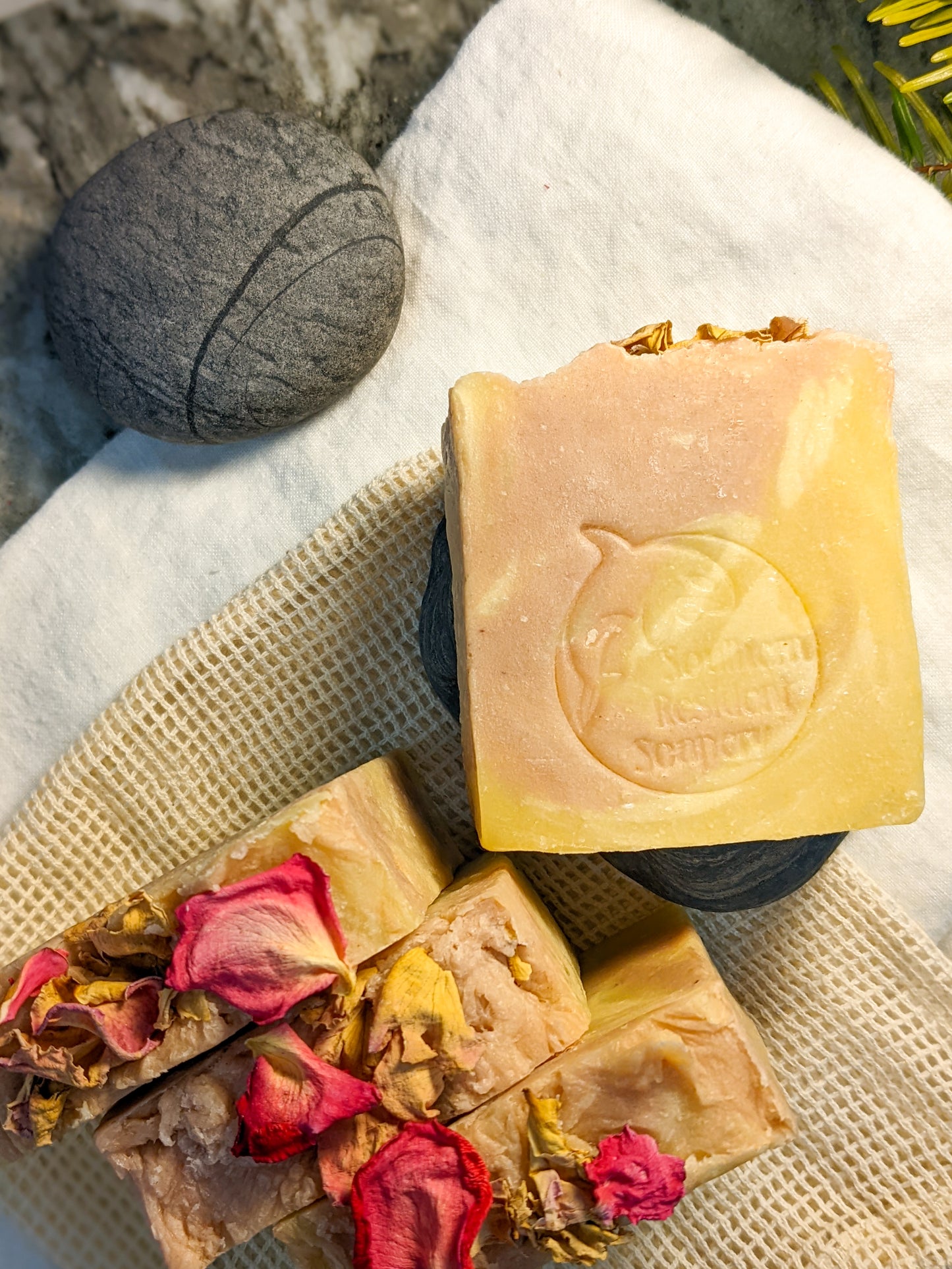 Rose Clay Bar Soap | Moisturizing Hemp & Shea Butter | Infused with Fresh Carrot Puree & Rose Scent