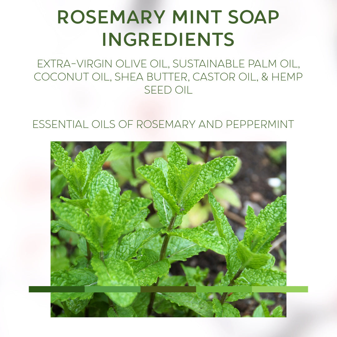 Rosemary Mint Bar Soap | Moisturizing Hemp & Shea Butter | Herbaceous, Mint & Rosemary Scent